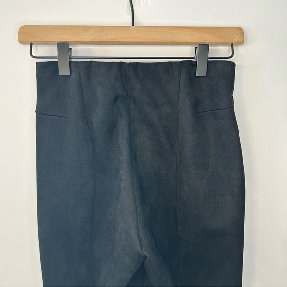 Zara Basic Black Faux Sueded Pull-On Skinny Pants, XS, Seam Detail Ankle Zippers - Picture 6 of 7
